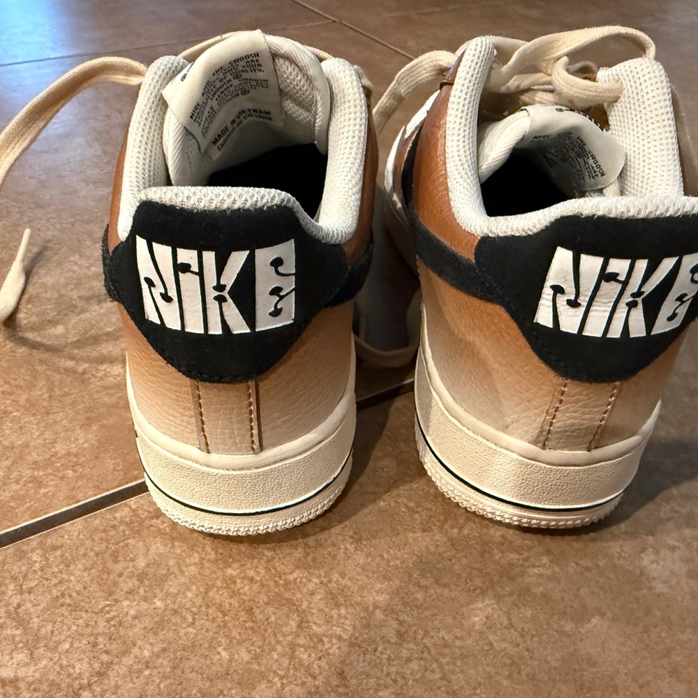 Nike Air Force 1 Men's Shoes - White and Brown - Picture 2 of 4
